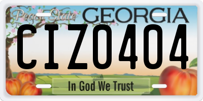 GA license plate CIZ0404
