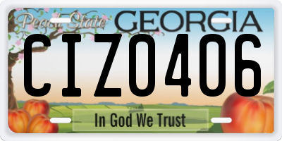GA license plate CIZ0406