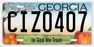 GA license plate CIZ0407