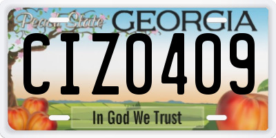 GA license plate CIZ0409