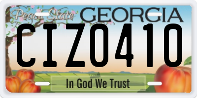 GA license plate CIZ0410