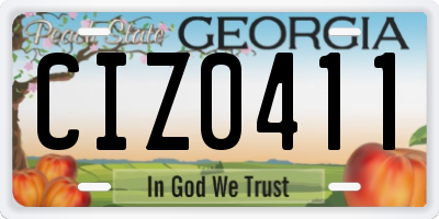 GA license plate CIZ0411