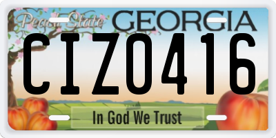 GA license plate CIZ0416