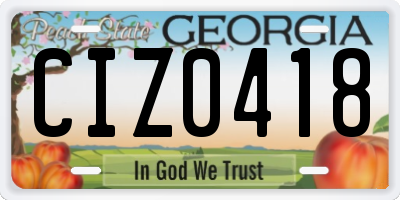 GA license plate CIZ0418