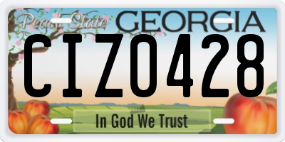 GA license plate CIZ0428