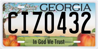 GA license plate CIZ0432