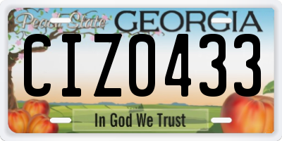 GA license plate CIZ0433