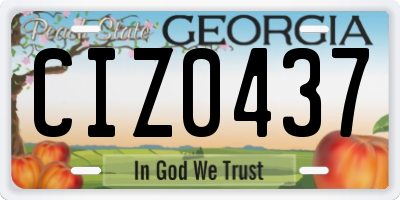 GA license plate CIZ0437