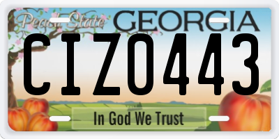 GA license plate CIZ0443