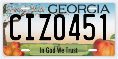 GA license plate CIZ0451