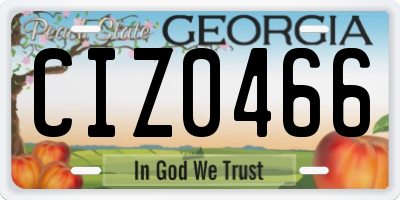 GA license plate CIZ0466