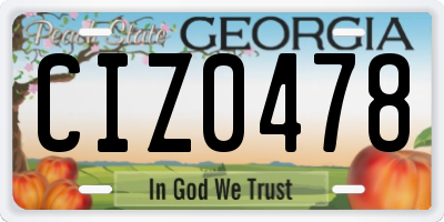 GA license plate CIZ0478