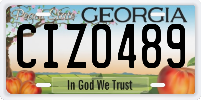 GA license plate CIZ0489