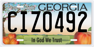 GA license plate CIZ0492