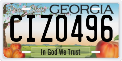 GA license plate CIZ0496
