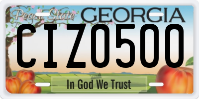 GA license plate CIZ0500