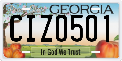 GA license plate CIZ0501