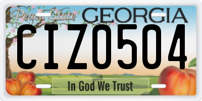 GA license plate CIZ0504