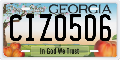 GA license plate CIZ0506
