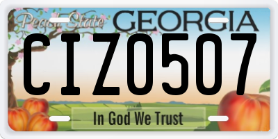 GA license plate CIZ0507