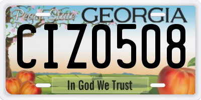 GA license plate CIZ0508