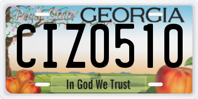 GA license plate CIZ0510