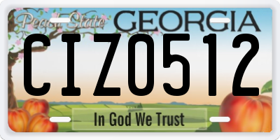 GA license plate CIZ0512