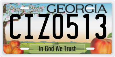 GA license plate CIZ0513