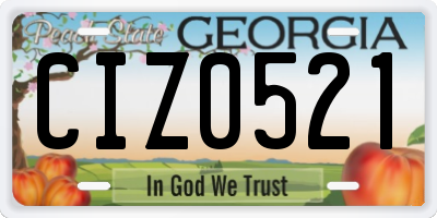 GA license plate CIZ0521