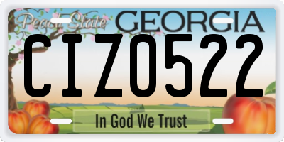 GA license plate CIZ0522