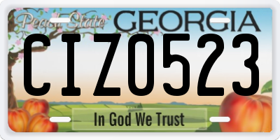 GA license plate CIZ0523