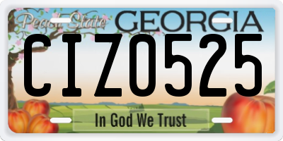 GA license plate CIZ0525