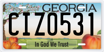 GA license plate CIZ0531