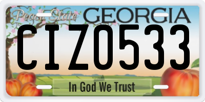 GA license plate CIZ0533