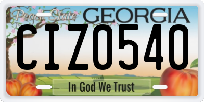 GA license plate CIZ0540