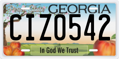 GA license plate CIZ0542