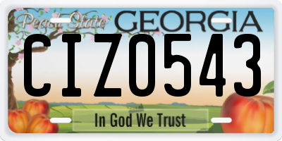 GA license plate CIZ0543
