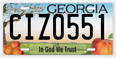 GA license plate CIZ0551