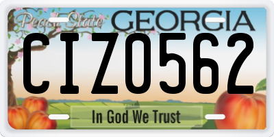 GA license plate CIZ0562