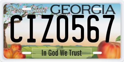 GA license plate CIZ0567