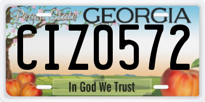 GA license plate CIZ0572