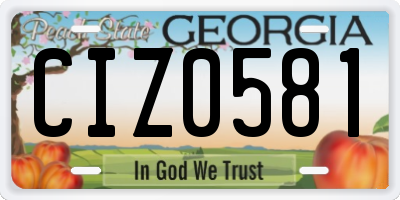 GA license plate CIZ0581