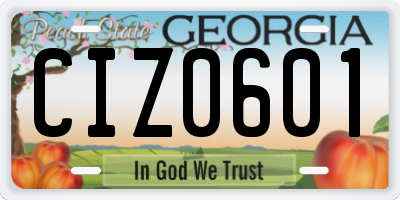 GA license plate CIZ0601