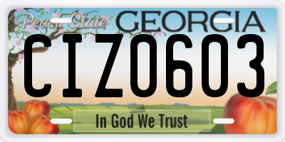 GA license plate CIZ0603
