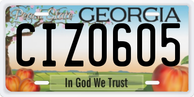 GA license plate CIZ0605