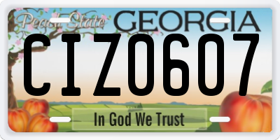 GA license plate CIZ0607