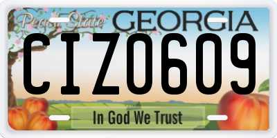 GA license plate CIZ0609