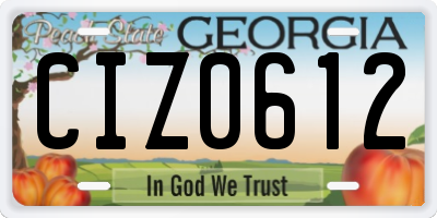 GA license plate CIZ0612