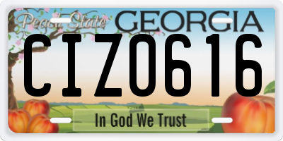 GA license plate CIZ0616
