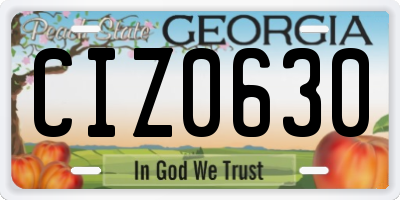 GA license plate CIZ0630